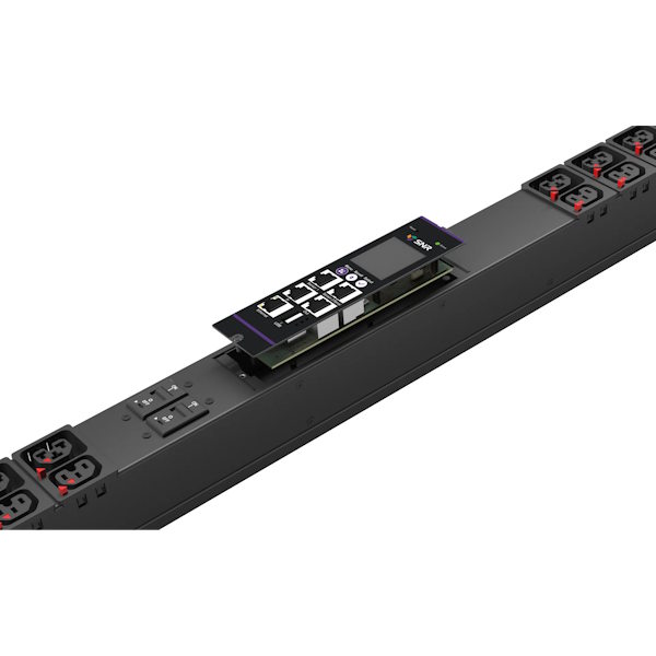 Рисунок 1. SNR-PDU-D-21AL21ABL-16L3 блок розеток с функцией измерения и управления каждой розеткой серии SNR тип D выход 21*C13/19L и 21*C13L с фиксаторами вход 16A IEC60309 (3P+N+E) - внешний вид