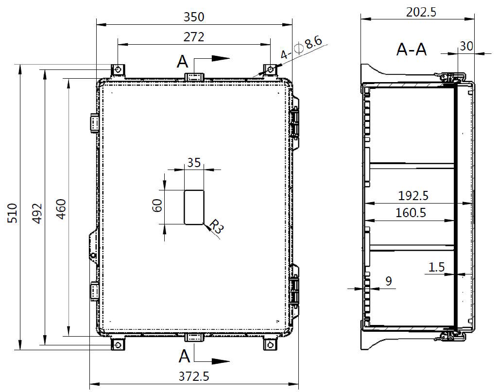 Рисунок 5. OSNOVO SW-80402-WM(port 90W) Уличный Web-управляемый PoE коммутатор на 6 портов - габаритные размеры