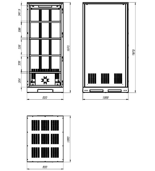 Рисунок 1. Аккумуляторный шкаф S80 - габаритные размеры