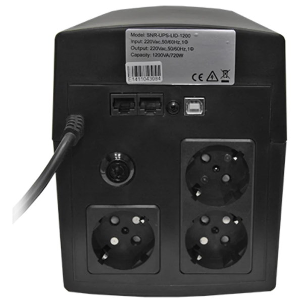 Рисунок 2. SNR-UPS-LID-1200 источник бесперебойного питания Line-Interactive, 1200 VA - общий вид задней панели