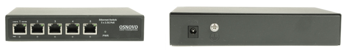 Рисунок 1. OSNOVO SW-5D-1(60W) PoE коммутатор 2.5G Ethernet на 5 RJ45 портов - внешний вид