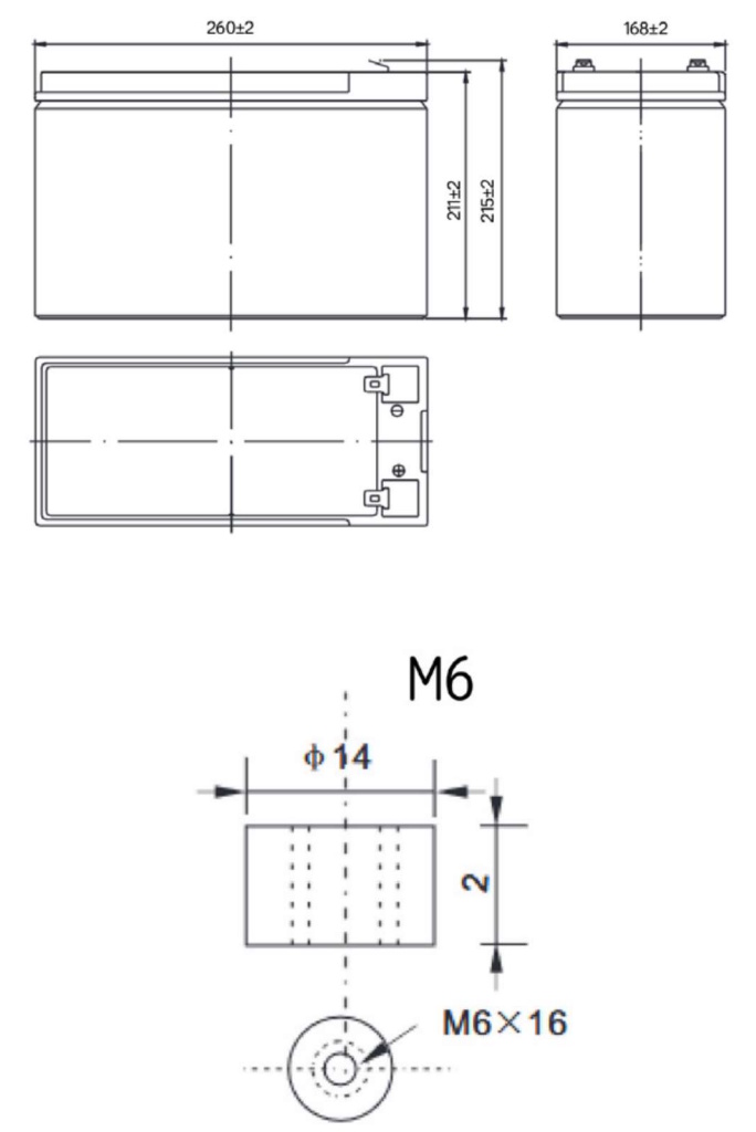 Рисунок 1. Аккумуляторная батарея MNB Battery HRL 12330 W - габаритные размеры Рисунок 1. Аккумуляторная батарея MNB Battery HRL 12330 W - габаритные размеры