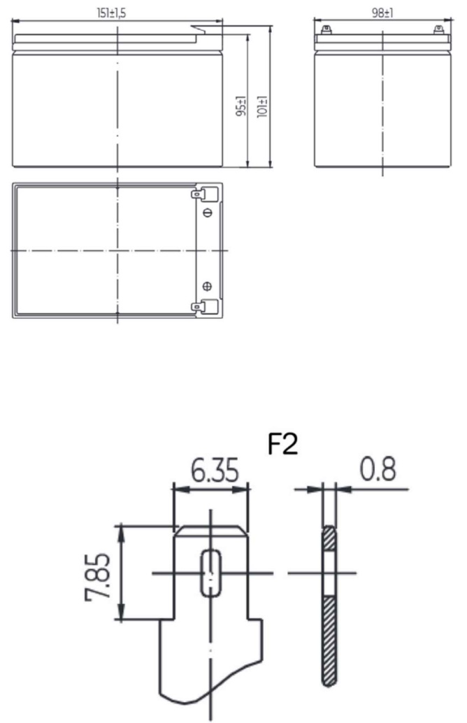 Рисунок 1. Аккумуляторная батарея MNB Battery HRL 1251 W - габаритные размеры Рисунок 1. Аккумуляторная батарея MNB Battery HRL 1251 W - габаритные размеры