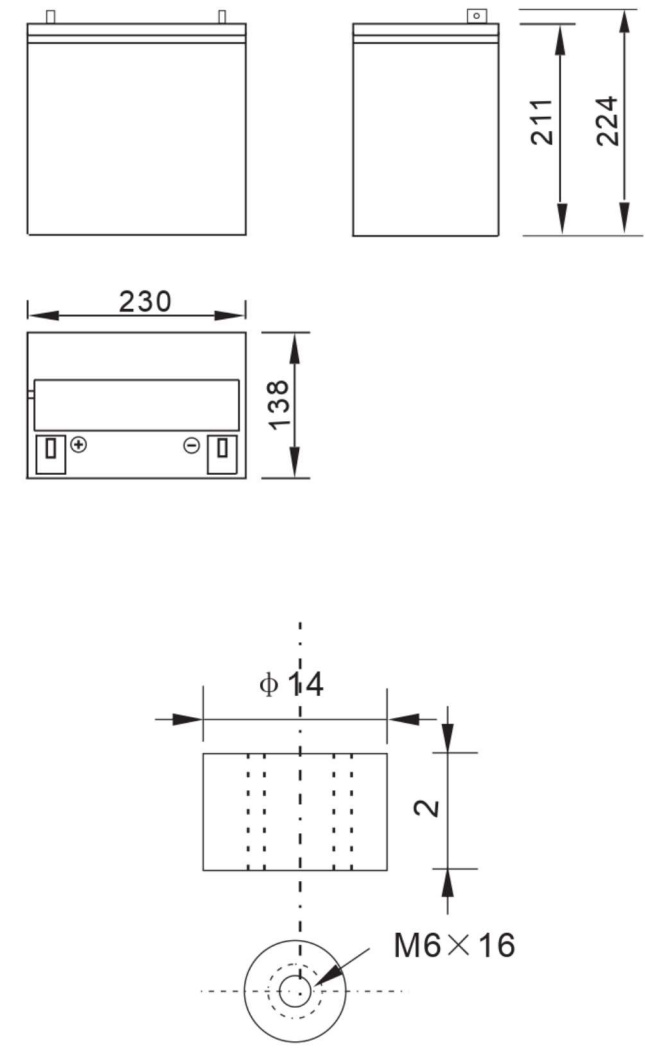 Рисунок 1. Аккумуляторная батарея MNB Battery MM 55-12 - габаритные размеры