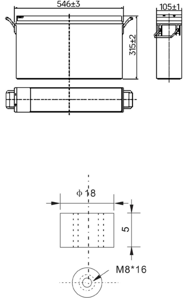 Рисунок 1. Аккумуляторная батарея MNB Battery MR 125-12 FT – габаритные размеры