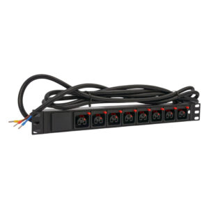SNR-PDU-8ABL-OE-3-Am16L1 Блок розеток серии SNR-PDU с локальным измерением на 8хС13/C19 с фиксаторами, шнур питания 3м 3x2.5мм² без вилки, 230В, 16A