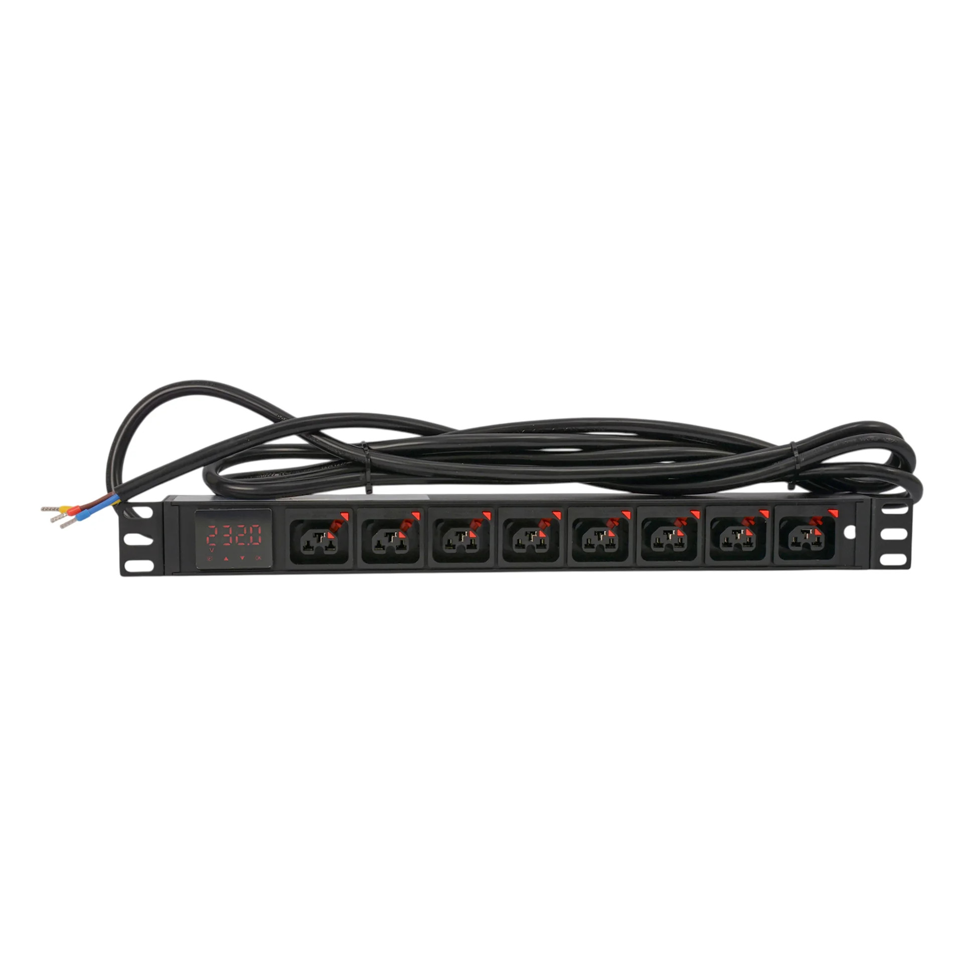 SNR-PDU-8ABL-OE-3-Am16L1 Блок розеток серии SNR-PDU с локальным измерением на 8хС13/C19 с фиксаторами, шнур питания 3м 3x2.5мм² без вилки, 230В, 16A SNR-PDU-8ABL-OE-3-Am16L1 Блок розеток серии SNR-PDU с локальным измерением на 8хС13/C19 с фиксаторами, шнур питания 3м 3x2.5мм² без вилки, 230В, 16A