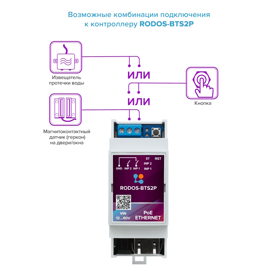 Рисунок 1. Возможные комбинации подключения к контроллеру RODOS-BTS2P