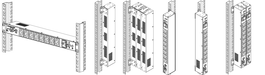 Рисунок 1. Варианты установки LPowerNode 6MPDU в стойке 19’’ стандарта